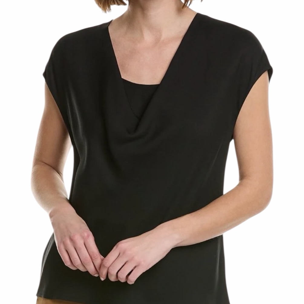 Vince Black Cowl Neck Cap Sleeve Blouse Xs